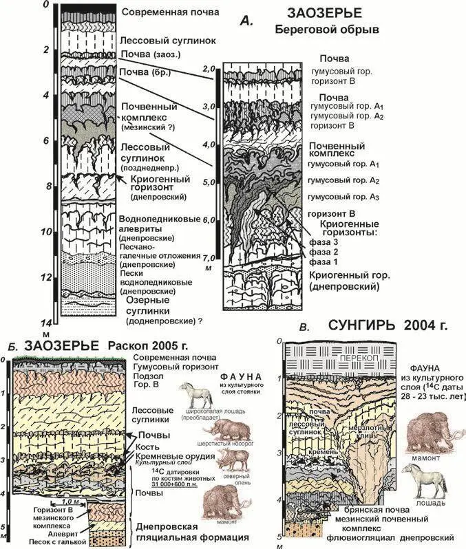 Рис 6 Строение разрезов плейстоценовых отложений и условия залегания - фото 234
