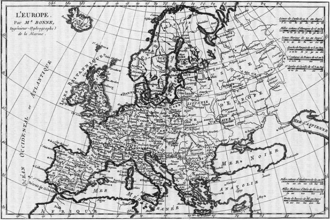 Европа Карта Р Бонна 1780 г Относительная близость Восточной Европы - фото 1
