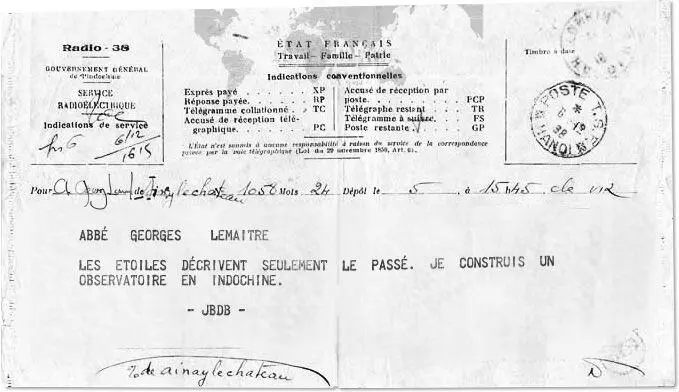 Fig 44 JeanBaptiste de Broglie to Georges Lemaître telegram July 16 1938 - фото 55