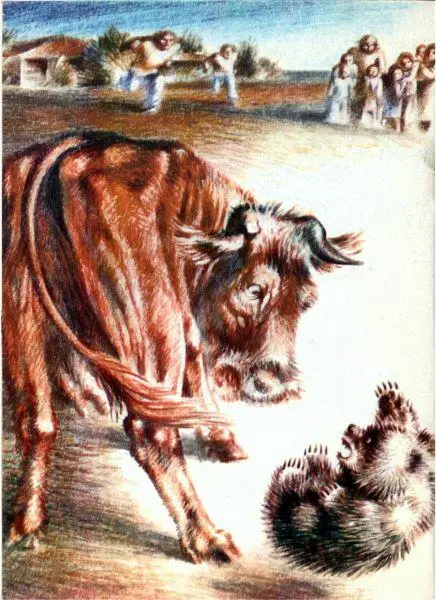 Корова рванулась и стряхнула медвежонка Он покатился в бурьян но тут же - фото 34