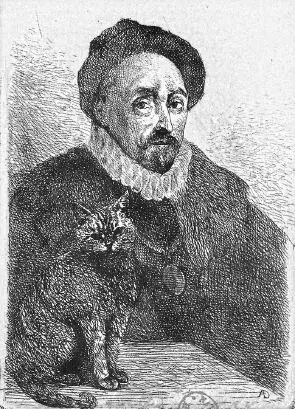 Montaigne und seine Katze AquatintaRadierung von Arthur Ditchfield um 1867 - фото 7