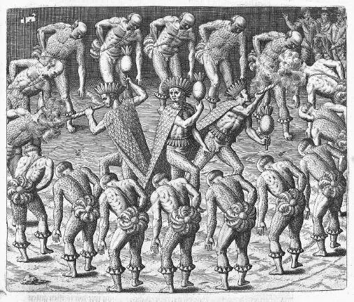 TupinambáIndianer beim Tanz Darstellung von Theodore de Bry 1552 Montaigne - фото 8