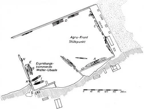 Схема дешифровки аэрофотоснимка гавани в Хела базы испытательной команды - фото 42