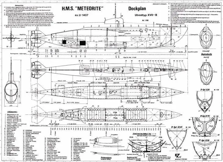 Продольный и поперечный разрез торпедного аппарата подлодок Wа - фото 82