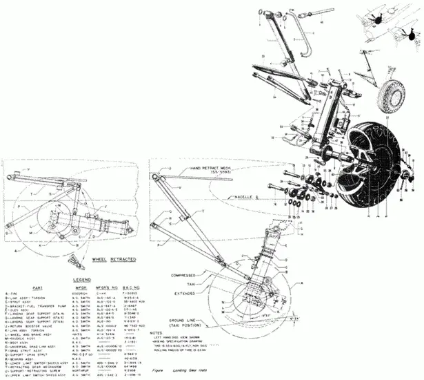 Конструкции основного шасси B17G Схема уборки стойки основного шасси B17F - фото 135