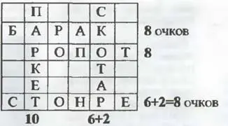 Здесь вписаны слова БАРАК 8 очков РОПОТ 8 СТОН 6 РЕ 2 ПАРКЕТ 10 - фото 59