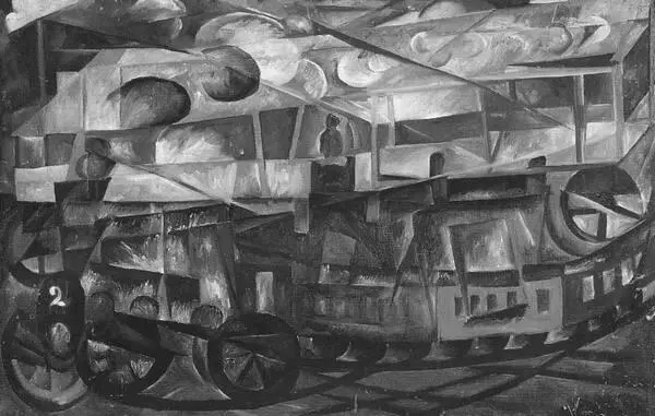 Наталья Гончарова Аэроплан над поездом Пейзаж с поездом 1913 - фото 53