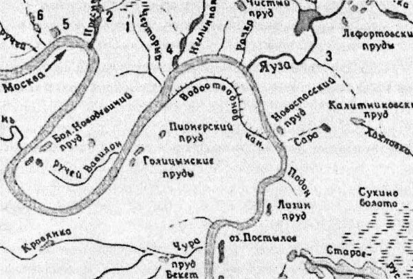 Рис 33 Речки Сара и Подон на гидрографической карте рек и водоемов Москвы - фото 33