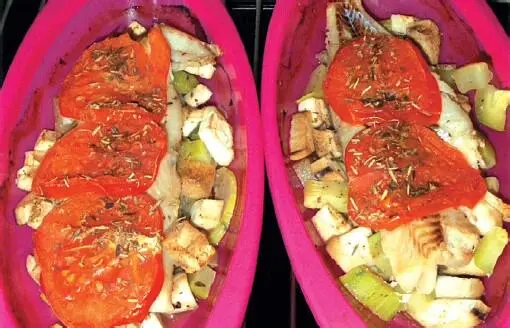 Морской язык запеченный с помидорами и баклажанами Запеканка с черри - фото 13