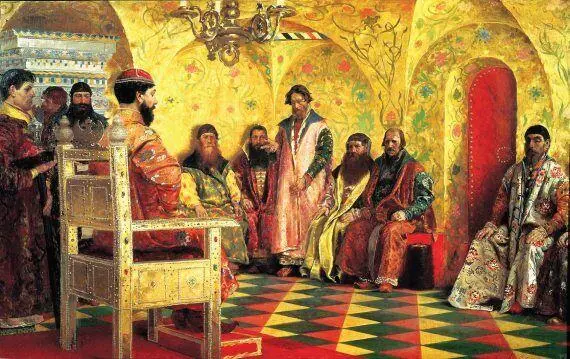 1 АП Рябушкин Сидение царя Михаила Федоровича с боярами в его государевой - фото 324