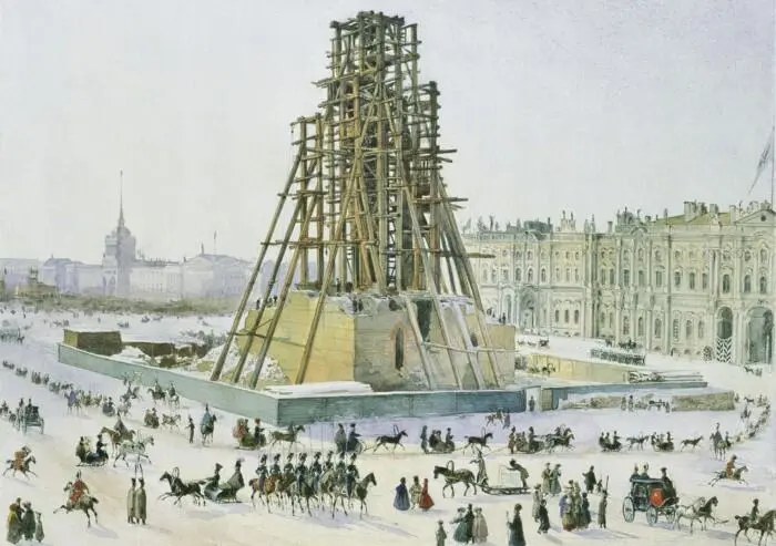Строительство Александровской колонны в СанктПетербурге 1833 г Худ Г - фото 78