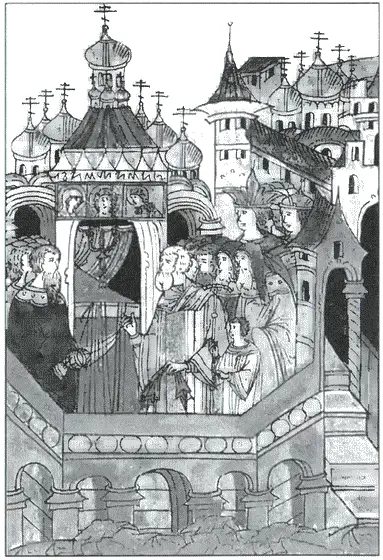 Освящение храма Покрова на Рву Василия Блаженного Миниатюра XVI в - фото 20