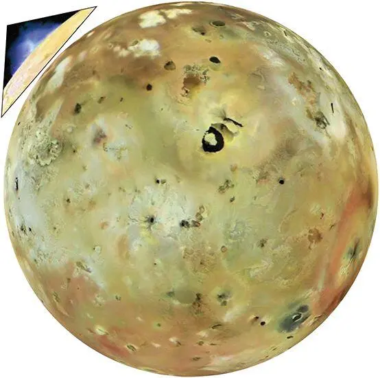 Fig 178 Io as photographed by the Galileo spacecraft shows many volcanos and - фото 155