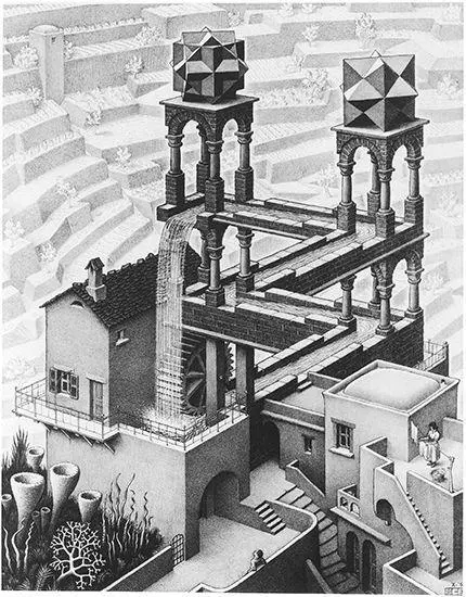Fig 306 Waterfall Drawing by M C Escher When carried by water down - фото 288