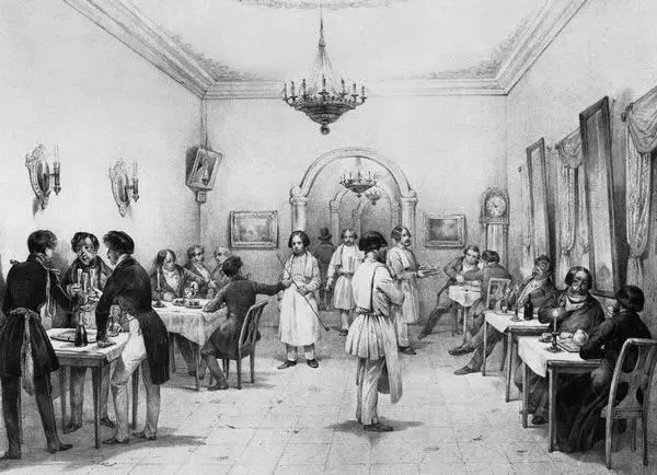 В Адам по рисунку X Митрейтера Ресторан в гостинице Сер XIX века - фото 47
