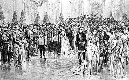 К О Брож Придворный бал в Николаевском зале Зимнего дворца Кон 1880х гг - фото 305