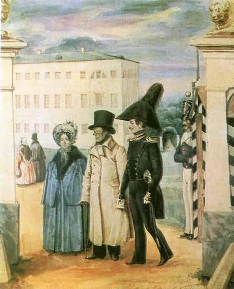 Прогулка П Федотов Бумага акварель 1837 г Встреча в лагере лейбгвардии - фото 4