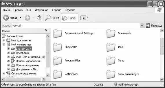 Рис 224 Проводник Windows В левой панели окна проводника представлен - фото 25