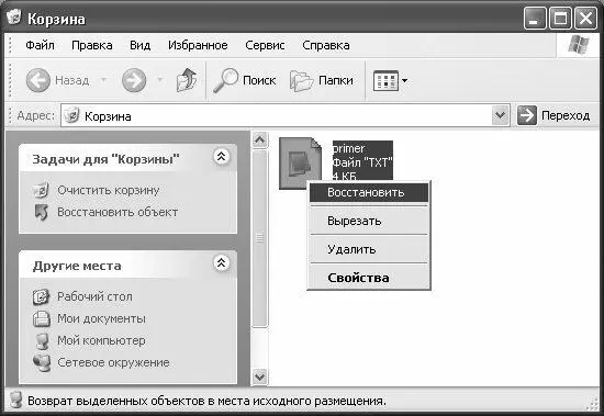 Рис 21 Восстановление объекта из Корзины В результате объект будет - фото 5