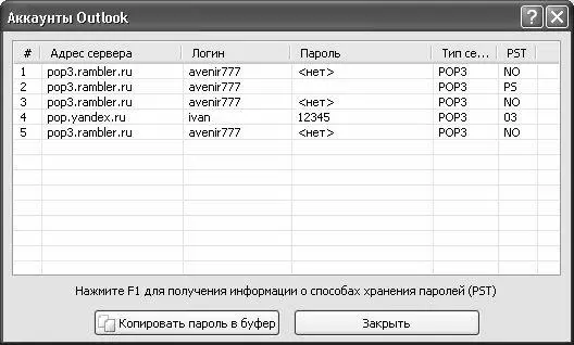Рис 314 Расшифровка паролей к учетным записям MS Outlook Отметим что - фото 21