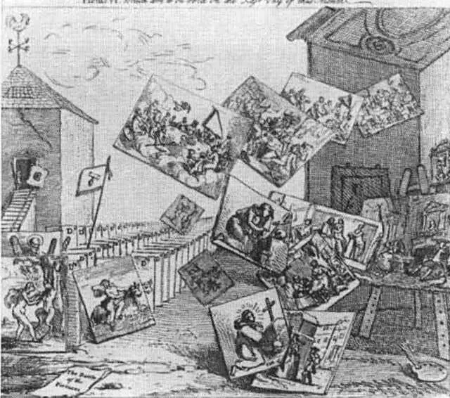 Битва картин Гравюра 1745 г П Сэндби Волшебный фонарь Карикатура на - фото 30