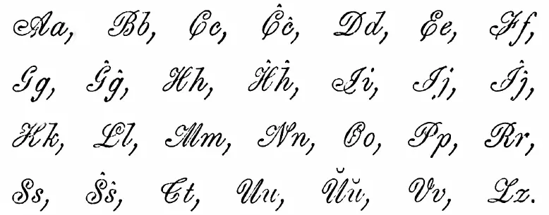 Nomoj de la literoj a bo co ĉo do e fo go ĝo ho ĥo i jo ĵo ko - фото 2