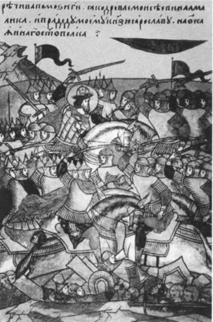 Ледовое побоище Миниатюра Лицевого летописного свода XVI в Александр - фото 27