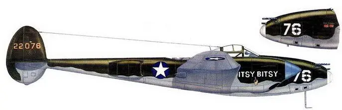 ITS У BITSY P38E из 54й истребительной эскадрильи в 1943 г с острова - фото 188