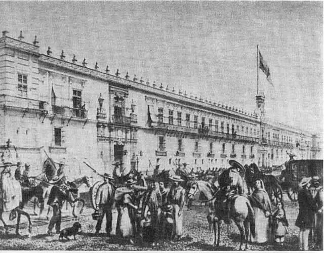 Президентский дворец в Мехико Гравюра середины XIX века Конституция 1857 - фото 12
