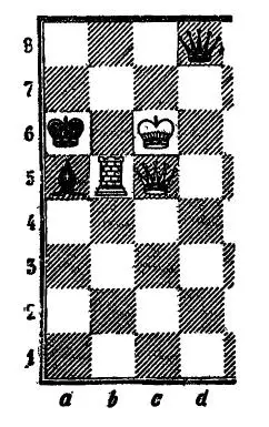 Диаграмма 75 Мат в пять ходов 1 Ла5 Фа5 2 Фс4 Кра7 3 Фf7 Фс7 4 - фото 77