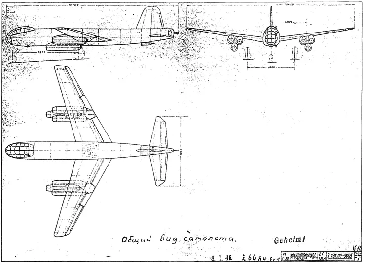 Схема самолета EF131 подготовленная на фирме Юнкерс в 1946 г Как и - фото 180