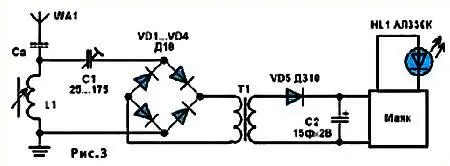 Здесь применен двухполупериодный мостовой детектор VD1VD4 вдвое более - фото 66