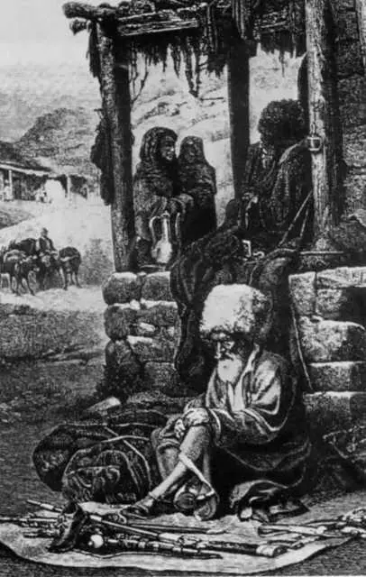 Продавец оружия Гравюра середины XIX в Чеченский воин Картина 1887 г Из - фото 18