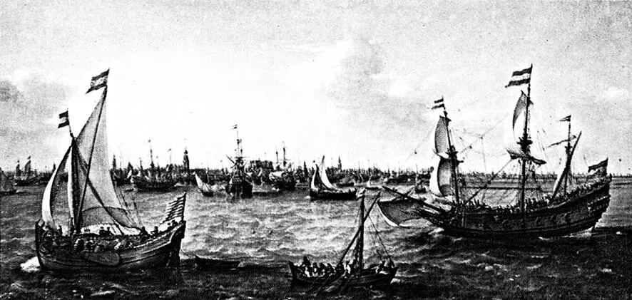 Гавань Амстердама 1620 год Художник КХ Фроом Голландские суда прибывают - фото 39