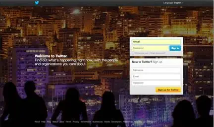 Figure 16 The Twitter homepage in 2012 The big bold image of people looking - фото 19