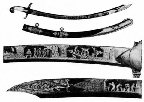 Клинок работы Бушуева 1837 г с фрагментами рисунков отображающих процессы - фото 13