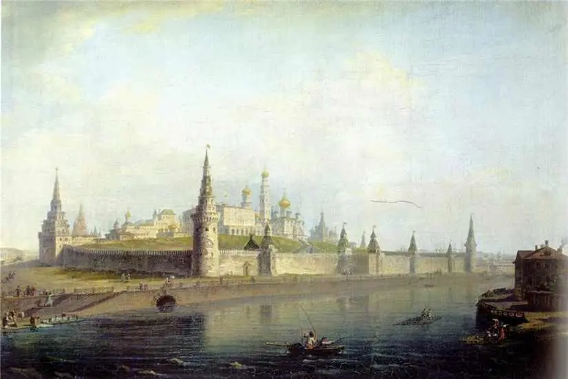 М Н Воробьев Вид Московского Кремля со стороны Яузы Справа Воспитательный - фото 145
