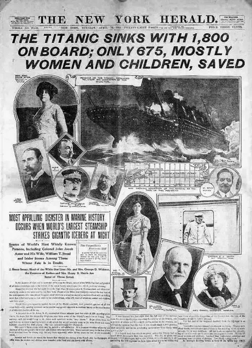 Первая полоса газеты Th e New York Herald 15 апреля 1912 г Хотя следственные - фото 32