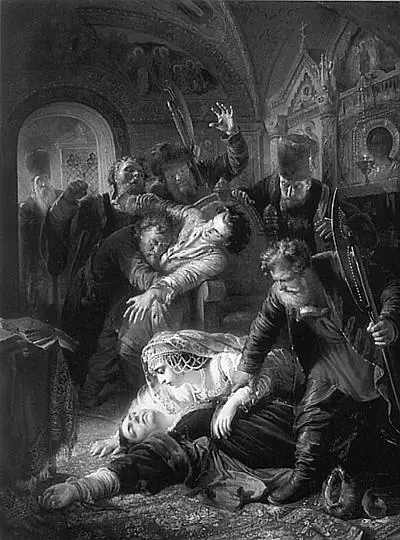 Агенты Дмитрия Самозванца убивают сына Бориса Годунова Художник КЕ - фото 47