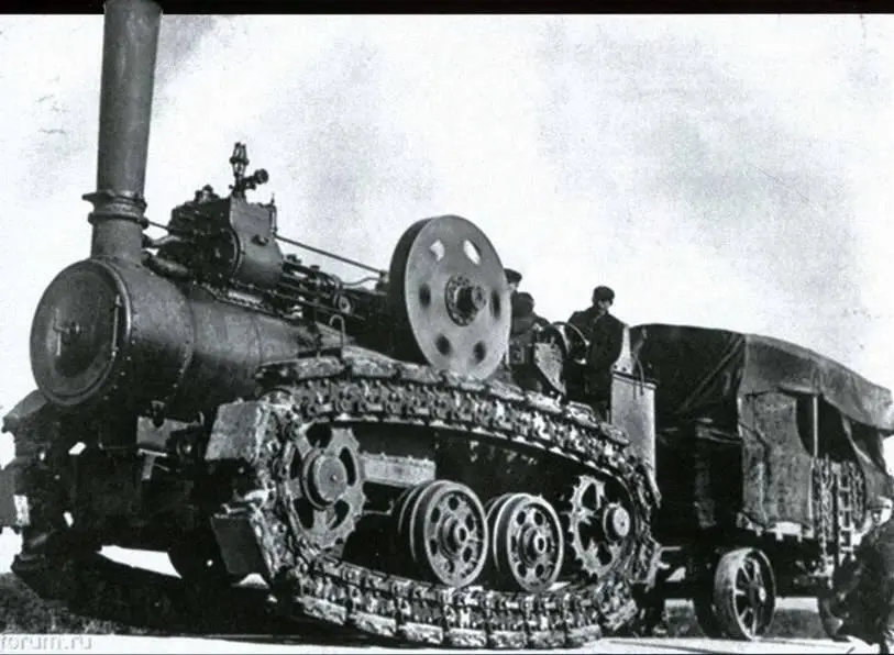 Паровой гусеничный трактор Горнсби Великобритания 1904 год Танк - фото 13