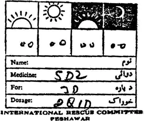Prescription form for illiterate refugees the dosage and timing being - фото 12