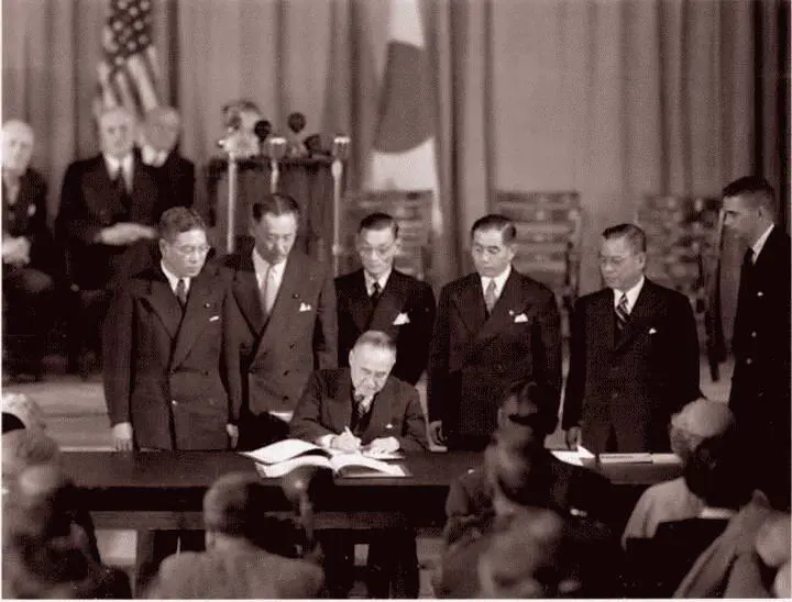 Подписание СанФранцисского мирного договора японской делегацией Фото 1951 г - фото 34