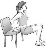 Tricep dips Sit on a seat bed or ledge with your hands holding onto the - фото 99