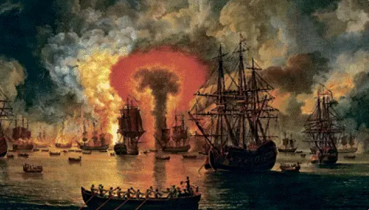 Я Хаккерт Сожжение турецкого флота в Чесменской бухте 1772 г С - фото 23