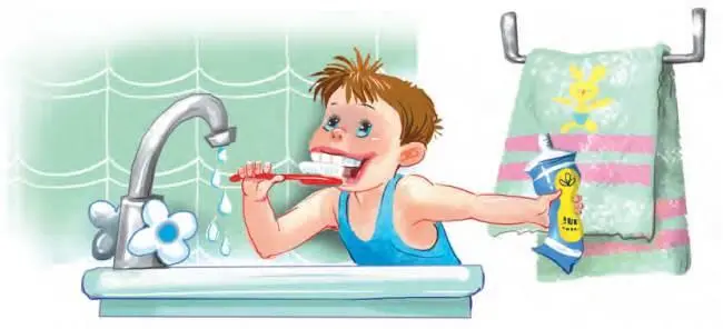 Она начала урок Итак выдавили пасту на щётку и стали чистить зубы Вот так - фото 15