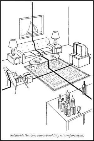 Subdivide Place a bookcase in the middle of the space to give the illusion of - фото 20