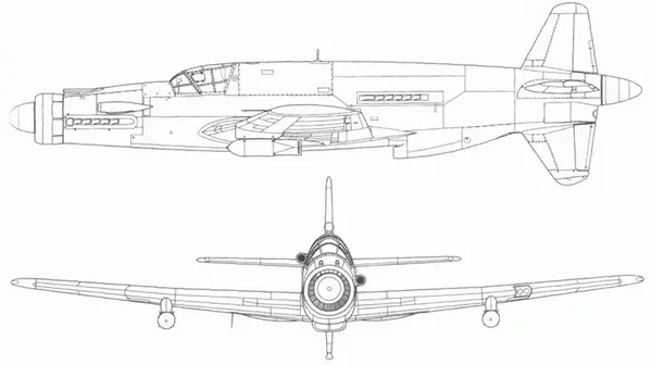 Do 335А1 с двумя бомбами SC 250 на внешней подвеске Вид сбоку и спереди - фото 74