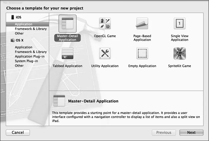 Рис 171Выбираем в Xcode шаблон приложения Основной детали 3 На - фото 71