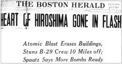 Newspaper headline announcing the dropping of the first atomic bomb on - фото 63