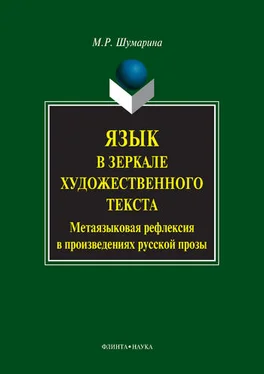 Марина Шумарина Язык в зеркале художественного текста. Метаязыковая рефлексия в произведениях русской прозы обложка книги